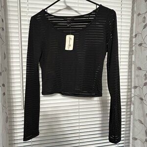 Forever 21 - Black Crop Top, Junior Size Large